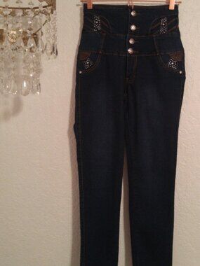 Silver Diva SZ 7 Skinny High Waist Cotton Dark Blue Jean